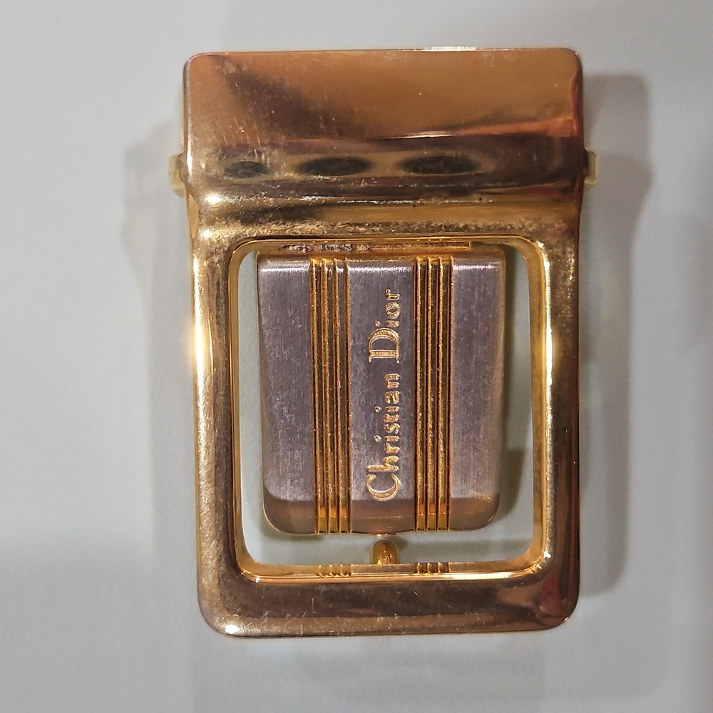 CHRISTIAN‎ DIOR Vintage Gold Toned  Silver 1.75 inch Belt Buckle